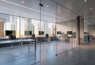Acristalamiento de oficina con cristal templado